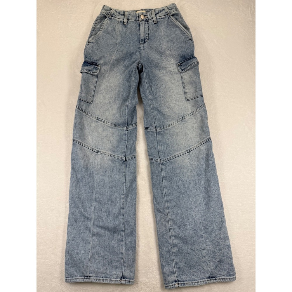 L'AGENCE Brooklyn High Rise Utility Wide Leg Cargo Jeans Blue Womens 24